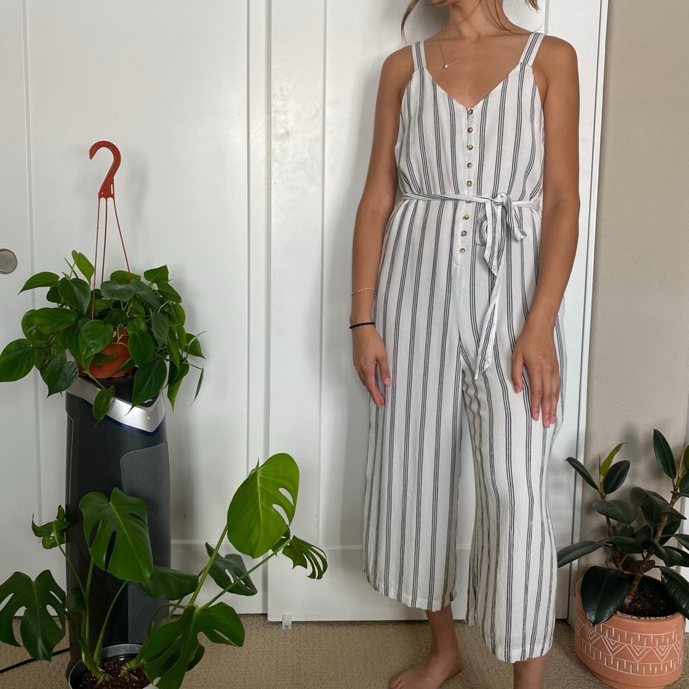 Striped Button-Up Jumpsuit by American Eagle